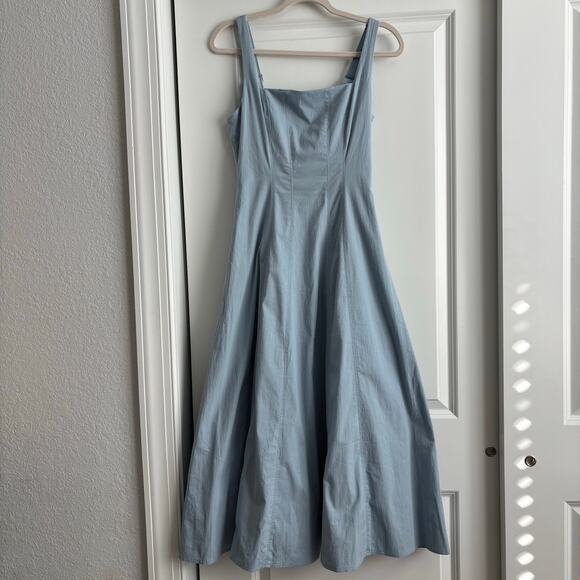 Abercrombie & Fitch A&F Mila Midi Dress A Line Sz Small Lilac Blue Square Neck - Picture 3 of 15